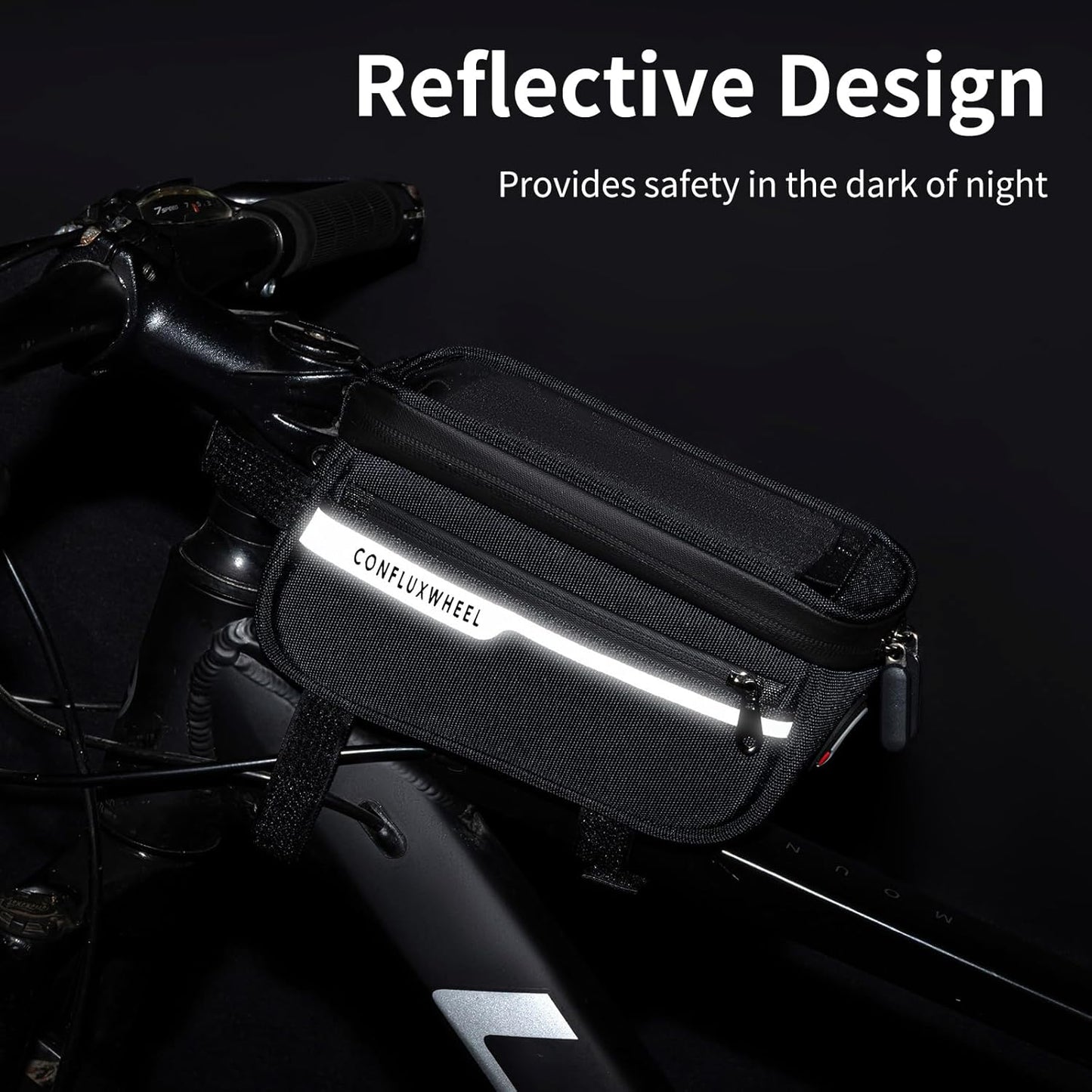 Mountain Bike Phone Mount Bag, Waterproof Bike Top Tube Bag, Compatible with Phones up to 6.8 Inches