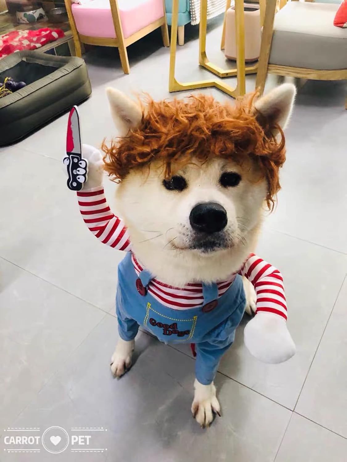Pet Deadly Dog Costume, Cute Dog Cosplay Halloween Christmas Funny Pet Clothes Party Costume for Small Medium and Large Dogs (Small)
