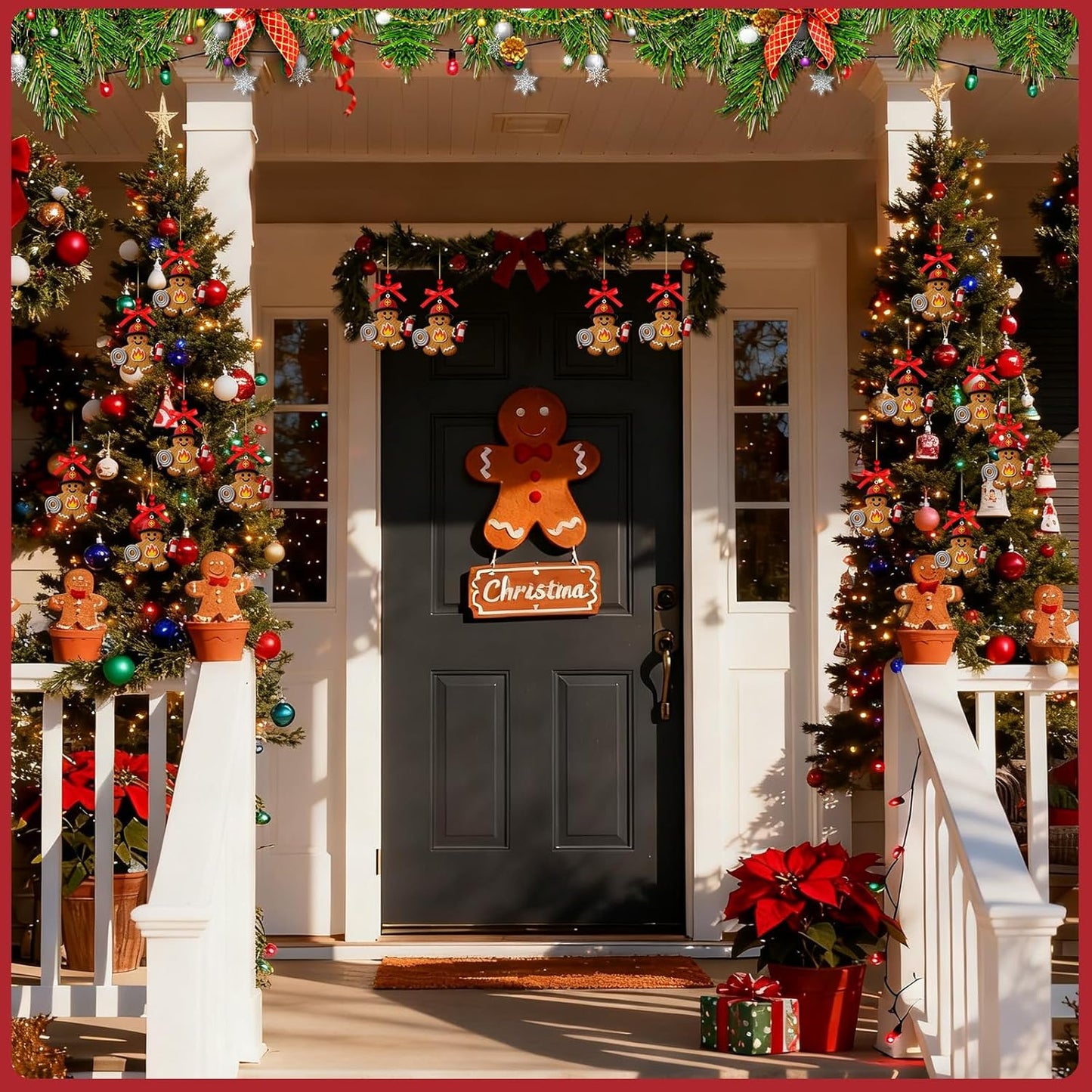 Gingerbread Man Firefighter Ornaments for Christmas Tree Gingerbread Fireman Wooden Christmas Ornament