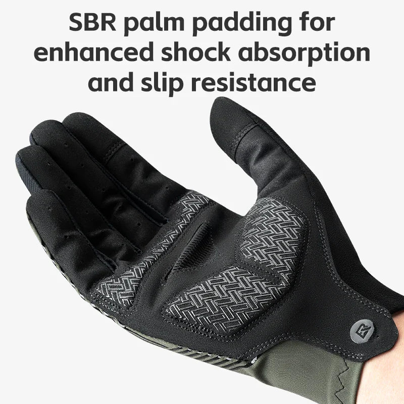 Breathable Bike Gloves for Men Women, Full Finger Pad Cycling Gloves, Touchscreen Reflective Mountain Bike, MTB