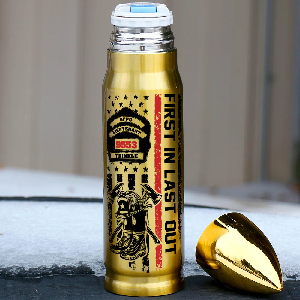 Firefighter Badges Bullet Tumbler American Red Thin Flag