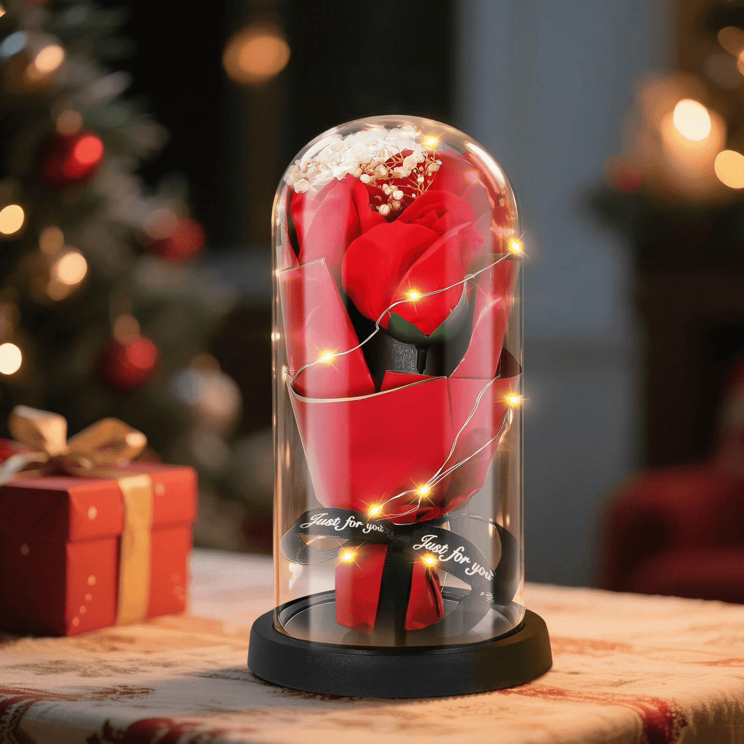 Valentines Day Eternal Flowers Bouquet, Red Rose Artificial Flowers for Mom Women Her, Unique Anniversary Christmas Birthday Gift, Home Decor