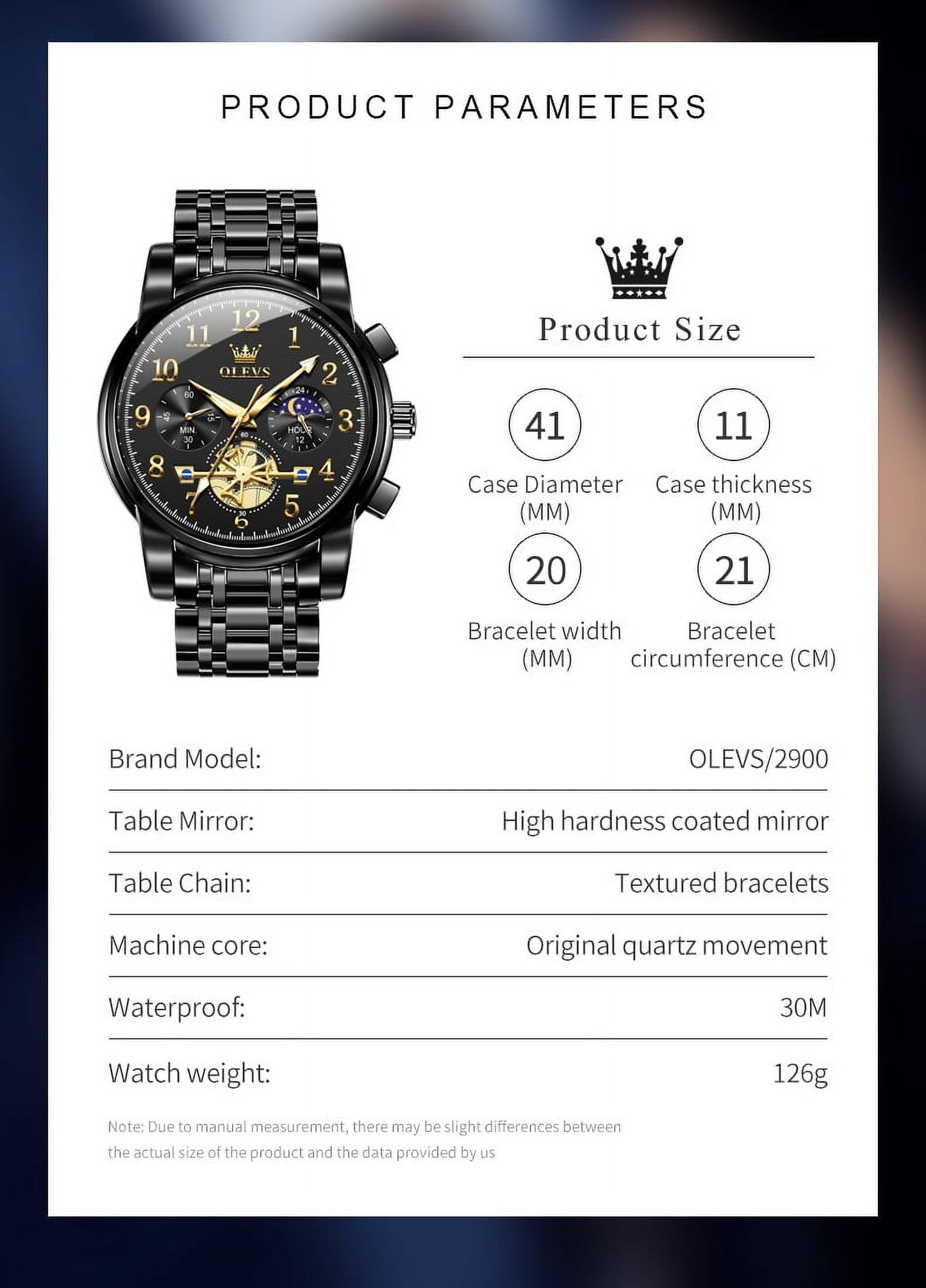 Classic Luxury Analog Watch for Men with Date - Waterproof Two-Tone Stainless Steel Wristwatch in Gold, Black, and Blue with Luminous Features