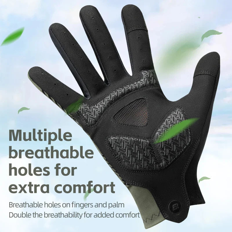 Breathable Bike Gloves for Men Women, Full Finger Pad Cycling Gloves, Touchscreen Reflective Mountain Bike, MTB