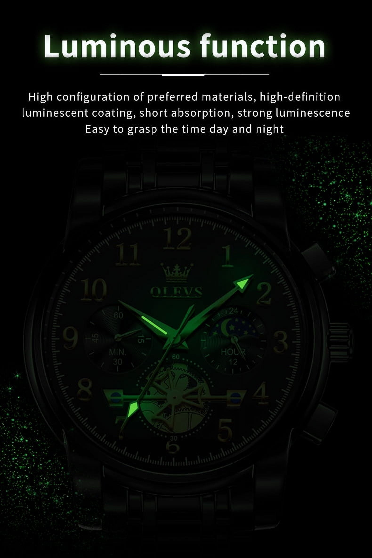 Classic Luxury Analog Watch for Men with Date - Waterproof Two-Tone Stainless Steel Wristwatch in Gold, Black, and Blue with Luminous Features